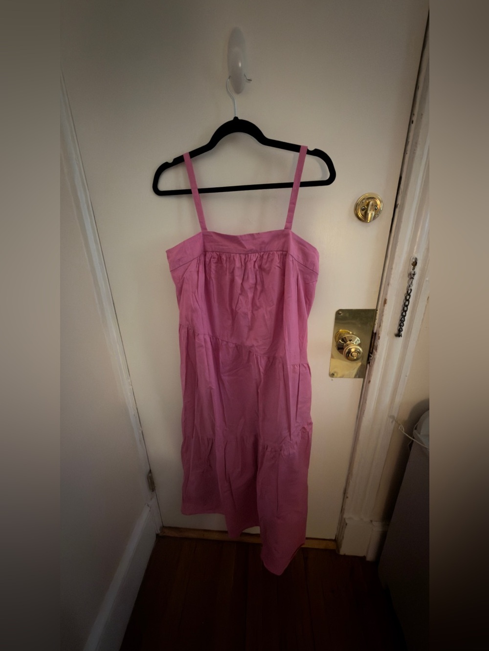 Donna Morgan Rose-Pink Tiered Spaghetti-Strap Midi Dress